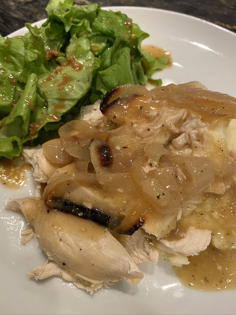 Baked Chicken with Onion Gravy Life Styled with Heather